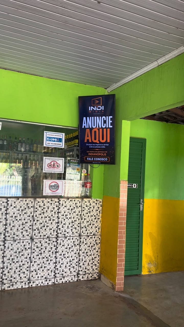Tela da INDI Mídia instalada no Bar Recanto da Represa